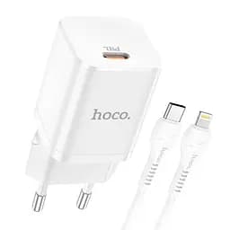 Зарядний комплект Hoco Rigorous charger set N19 Type-C to Lightning cable 25W білий