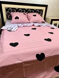 Постільна білизна бавовняна Щасливий Півтораспальна 150 x 220 Бязь Рожева 70 х 70