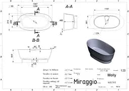 Ванна Miraggio MOLLY (0002111) Miramarble | Глянцева | Окремостояча | Біла - мініатюра 2