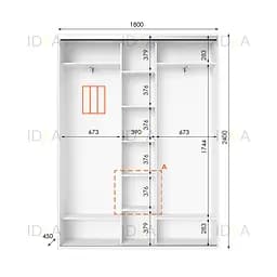 Шафа-купе Idea серія 2 180 x 45 x 240 см Білий - мініатюра 2