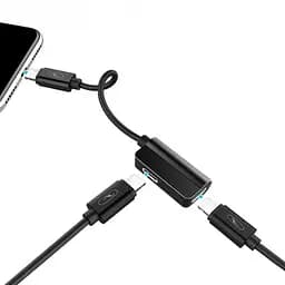 Перехідник SkyDolphin AU01 Lightning - 2хLightning (M/F), Black (ADPT-00026) - мініатюра 3