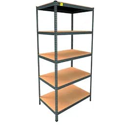 Металевий стелаж Emby Light Series (розмір 2100х900x450мм) 5 полиць ДСП до 100кг Чорний