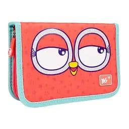 Школьный пенал твердый Yes одинарный с двумя клапанами HP-04 Owls