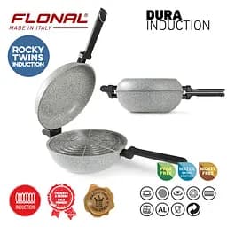 Сковорода подвійна Flonal Dura Induction Rocky Twins 28 см з решіткою (RKIWP2830)_Discounted - мініатюра 4