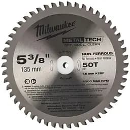 Диск пиляльний по металу MILWAUKEE, діаметр 135х20мм, 50 зуб.