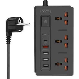 Сетевой фильтр XO WL06 удлинитель 1.8 м 3 розетки 4 USB черный