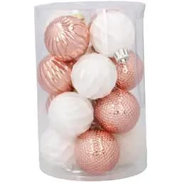 Комплект ялинкових кульок Chomik пластикові 4 см рожеві та білі 16 шт. (GIF7351)