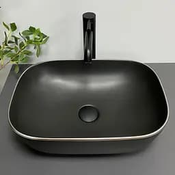 Умивальник VBI Ravenna black matt silver edge накладний VBI-011229, Чорний матовий - мініатюра 4