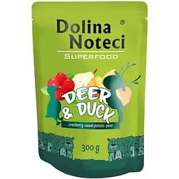 Беззерновой влажный корм для cобак Dolina Noteci Superfood, з олениною та качкою, 300 гр
