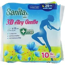 Гигиенические прокладки Sanita 3D Airy Gentle Slim Wing с крылышками 29 см 10 шт.