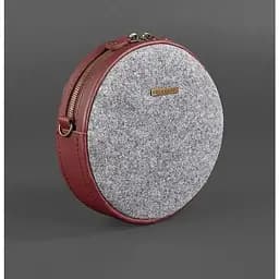 Кругла фетрова жіноча сумка Tablet з шкіряними бордовими вставками