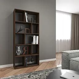 Книжная полка стеллаж Vays D-1 Венге Темный на 10 ячеек ЛДСП 80x30x178 см для дома гостиной офиса