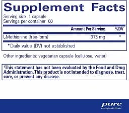 L-метіонін Pure Encapsulations l-Methionine 60 капсул - мініатюра 2