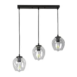 Люстра стельова Levistella 756PR0231F-3 BK+CL (500), 3 плафона, чорний метал, для вітальні