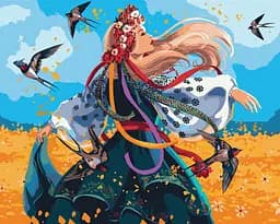 Набор для росписи по номерам Украинка в танце, 40x50 см, КНО2584