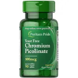 Вітаміни та мінерали Puritan's Pride Chromium Picolinate 800 mcg Yeast Free, 90 таблеток
