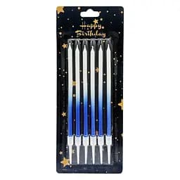 Набір свічок для торта "Градієнт" Bambi JY-1059(Blue) 6 штук, розмір 13 см