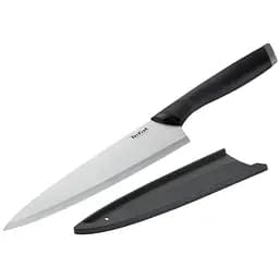 Кухонный нож Tefal Comfort, 20см, з чохлом, нержавіюча сталь, пластик, чорний (K2213244)