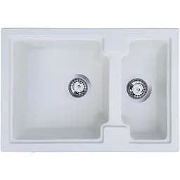 Гранітна кухонна мийка Romzha Patrat 62D Biela (102) з 1.5 чашами