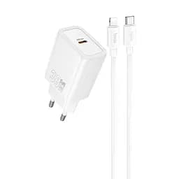 МЗП Hoco N62 Gentle PD30W (1USB-C) + кабель Type-C to Lightning White