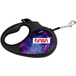 Повідець-рулетка для собак Waudog R-leash Nasa, світловідбиваючий, L, до 50 кг, 5 м, чорний