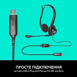 Навушники Logitech накладна гарнітура стерео Headset PC 960 Stereo Headset USB (981-000100) - мініатюра 6