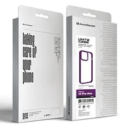 Чехол для Apple iPhone 14 Pro Max, UNIT2, фиолетовый, ударопрочный, прозрачный противоударный чехол-накладка из TPU и поликарбоната (PC), с защитными бортиками, защита всего корпуса от ударов и царапин, ArmorStandart (ARM69962) - мініатюра 5