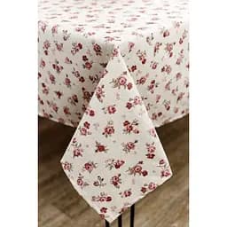 Скатертина Прованс Simfoni Червоні трояндочки 220x136 см біла (33591)