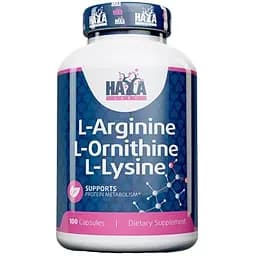 Аминокислоты Аргинин, Орнитин, Лизин Haya Labs L-Arginine L-Ornithine L-Lysine 100 капсул