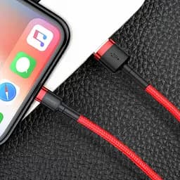 Дата кабель Baseus Cafule USB to Lightning 1.5A (2m) (CALKLF-C) Червоний/Чорний - мініатюра 4
