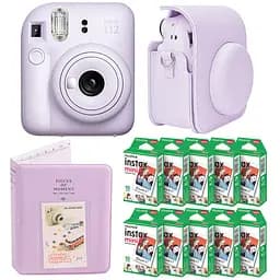 Подарунковий набір камера Fujifilm Instax Mini 12, Фотопапір 100 шт, Чохол, Фотоальбом на 64 фото Фіолетовий