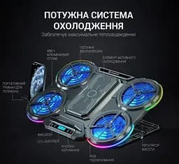 Охолоджувальна підставка для ноутбука до 18 дюймів GamePro GPCP-1450 5xfans - мініатюра 4