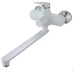 Смеситель для ванны Plamix Lucas-006 EURO SET White со шлангом, лейкой и кронштейном (PM0709)