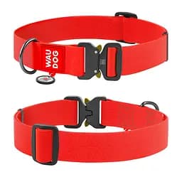 Ошейник для собак водостойкий Waudog Waterproof с QR-паспортом металлическая пряжка-фастекс Ш 40 мм Д 46-70 см красный