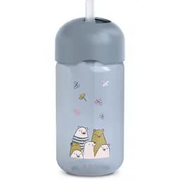 Пляшка Suavinex Bear Family з трубочкою 340 мл блакитна (402649)