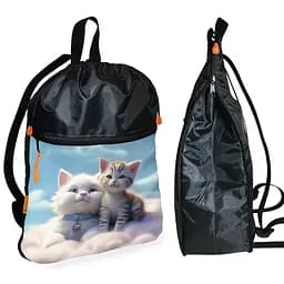 Рюкзак-мішок для взуття, спортивної форми з кошеням дитяча сумка для змінки з розширювачем (01252)