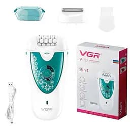 Женский эпилятор и бритва VGR V-722 (2 насадки) Бирюзовый с белым