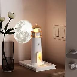 Проектор-нічник A08 Lighthouse 2in1 + Bluetooth колонка White - мініатюра 2