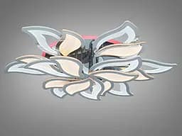 Витончена стельова LED-люстра-квітка Diasha 9033/6+3HR, гальваніка, 225W, підсвітка, димер, пульт - мініатюра 5