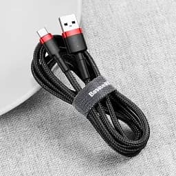 Кабель Baseus Cafule Series Cable USB to Type-C 2A 2m CATKLF-C91 Black-Red - мініатюра 5