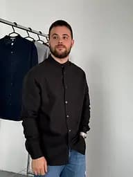 Сорочка чоловіча з льону 31341 XXL чорна