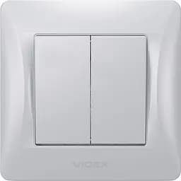Вимикач двоклавішний Videx Binera срібний шовк 1 шт.