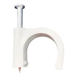 Крепление скоба кабельное Спектр Lux круглое D10 mm белое с встав.оцинк.гвоздем (14383)(внутр.уп.100ш) 