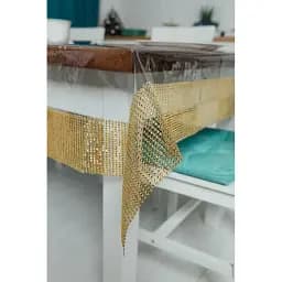 Скатертина силіконова із золотою стразовою стрічкою 240х190 см