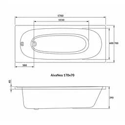Ванна акрилова Volle Ava Neo 170x70 1229.001770 Білий - мініатюра 2