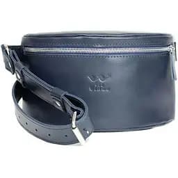 Шкіряна поясна сумка синя