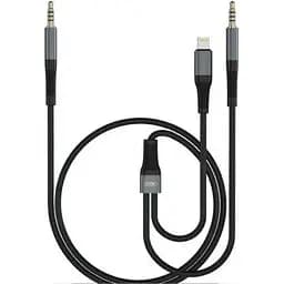 Кабель XO NB178B 2 in 1 audio adapter cable DC3.5 TO DC3.5 + TYPE-C 1 м Чорний