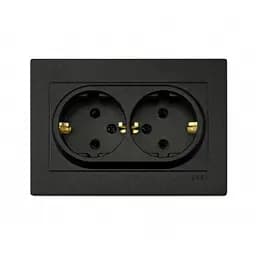 Розетка  EXEN Odak подвійна врізна з з/к, чорна