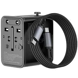 Мережевий універсальний перехідник WIWU UA013 20W GaN + 1USB-A/2C with retractable cable Type-C Black - мініатюра 4