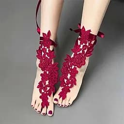 Мереживні квіткові гольфи з підв'язками XS/S/М/L (1,2,3,4) Бордовий